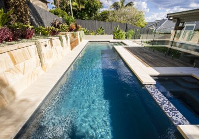 Compass Pools Fastlane fibreglass lap pools with a spa attached